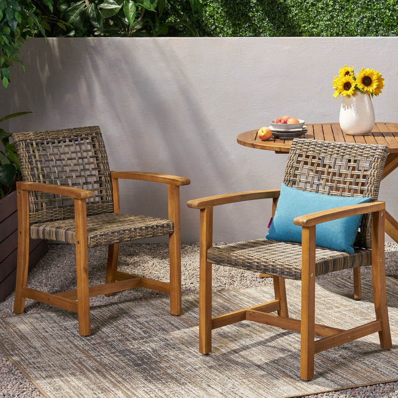 Outdoor Dining Chair Acacia Wood Frame (Set of 2) - R&R Furniture Gallery (Fountain Valley, CA)