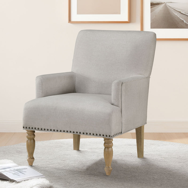 Alice - Upholstered Arm Chair With Nailheads - Beige - R&R Furniture Gallery (Fountain Valley, CA)