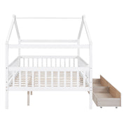 DreamHaus house bed with built-in storage drawers, featuring a cozy design and sturdy wooden frame for kids' bedroom.