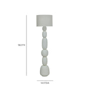 TOV Furniture Pebble Papier Mache Table Lamp with rounded, textured beige lampshade and sculptural base on a wooden surface