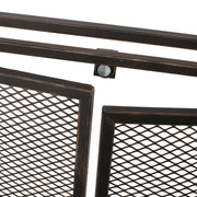 Noble House Samantha iron fireplace screen with two door design, decorative metal framework and protective mesh for safety.
