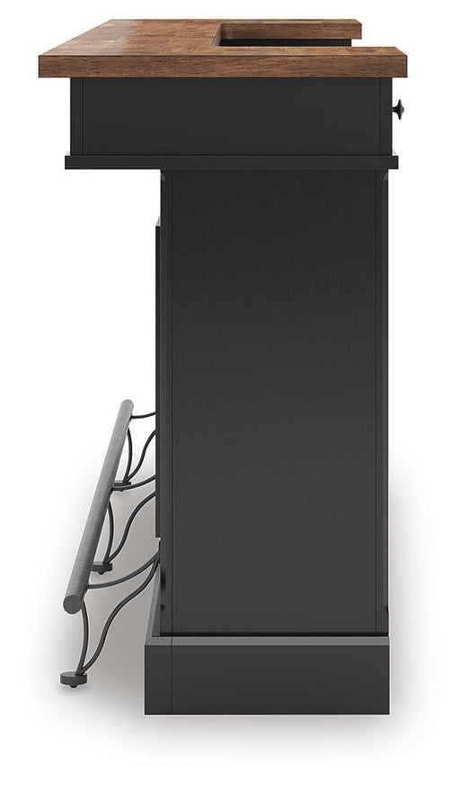 Signature Design by Ashley Wildenauer bar table in brown and black with a modern design and sturdy tabletop.