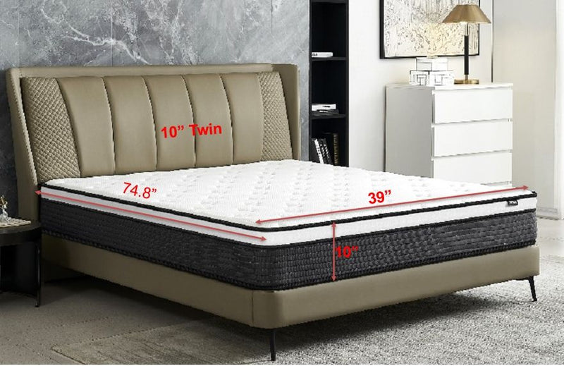10" Hybrid Pillow Top Mattress A Box With Breathable And Hypoallergenic Design, Medium Firm For Lumbar Support - R&R Furniture Gallery (Fountain Valley, CA)
