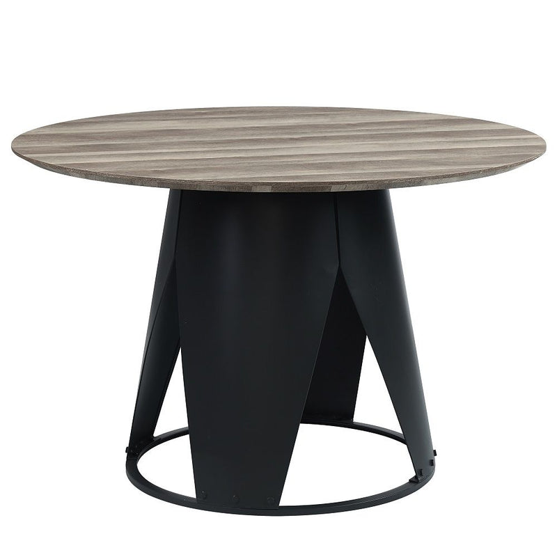 Zudora - Round Dining Table - Antique Oak & Black - R&R Furniture Gallery (Fountain Valley, CA)
