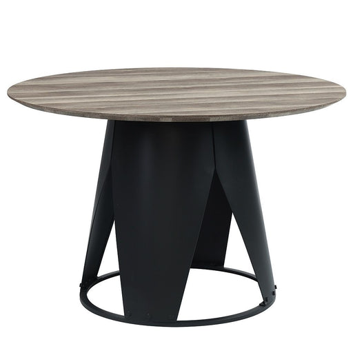Zudora - Round Dining Table - Antique Oak & Black - R&R Furniture Gallery (Fountain Valley, CA)