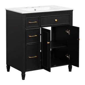 Freestanding Bathroom Vanity With Sink, Soft Close Door, Tip Out Drawer