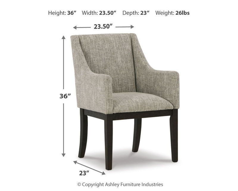 Burkhaus - Dining UPH Arm Chair (Set of 2) - Beige / Dark Brown - R&R Furniture Gallery (Fountain Valley, CA)