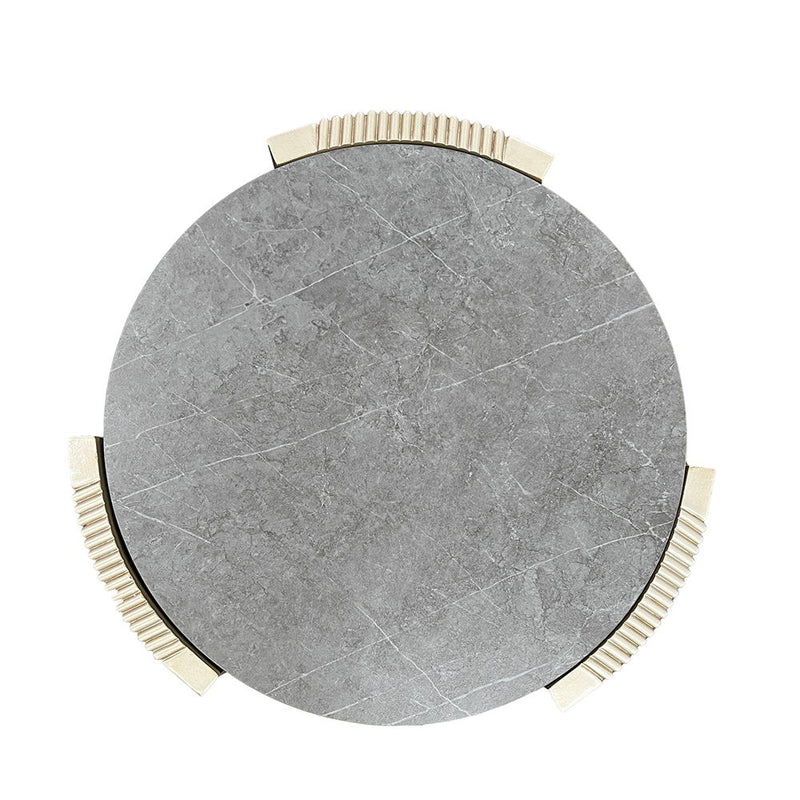 Kasa - End Table - Sintered Stone & Champagne - R&R Furniture Gallery (Fountain Valley, CA)