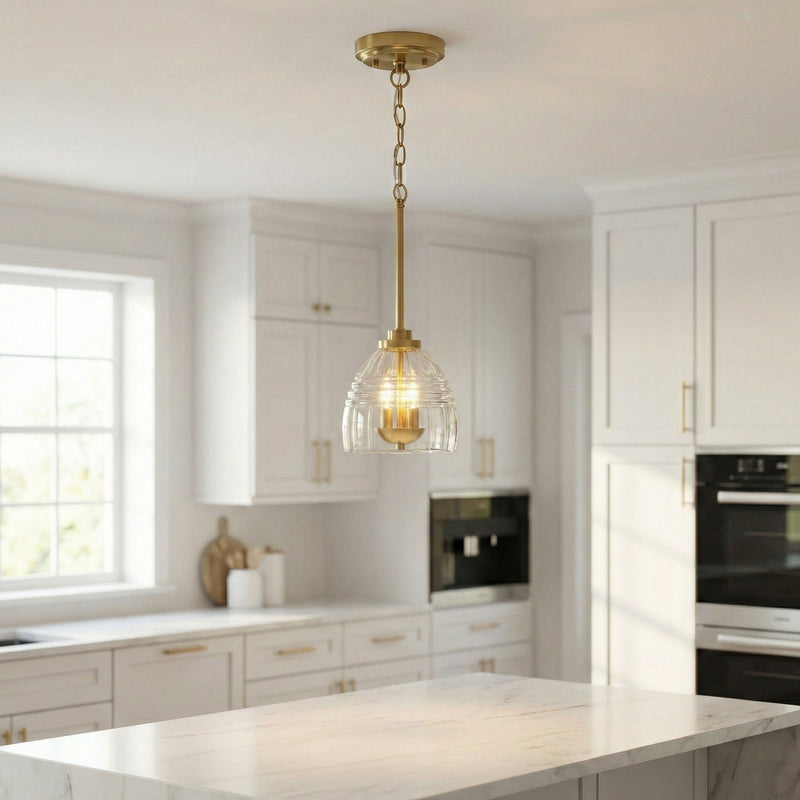 Ember - 3 Candle Lights Chain Pendant - Clear / Gold - R&R Furniture Gallery (Fountain Valley, CA)
