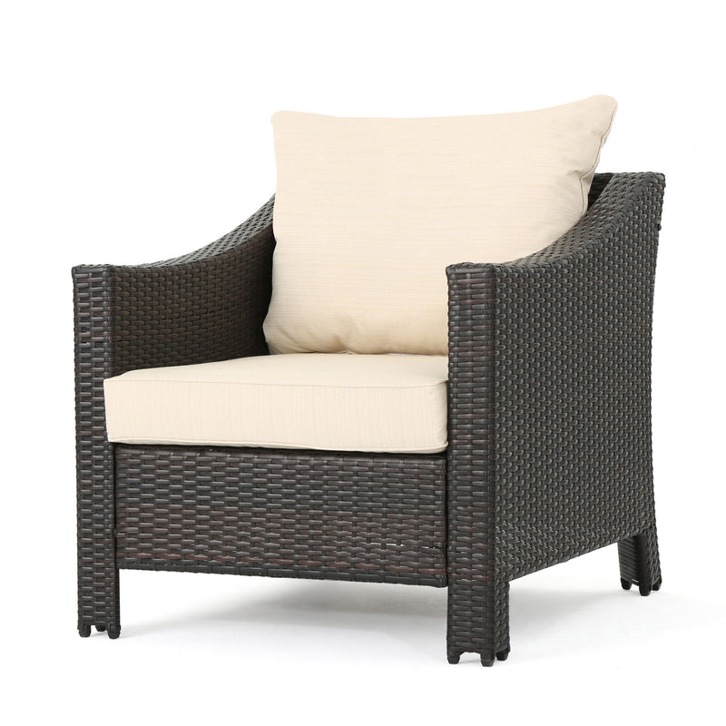Antibes - 4 Pieces Wicker Chat Set - Brown / Beige - R&R Furniture Gallery (Fountain Valley, CA)
