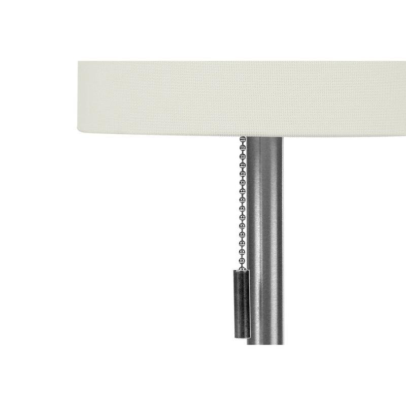 Set of two 8th Street contemporary nickel table lamps with USB ports, featuring sleek modern design and adjustable shades.