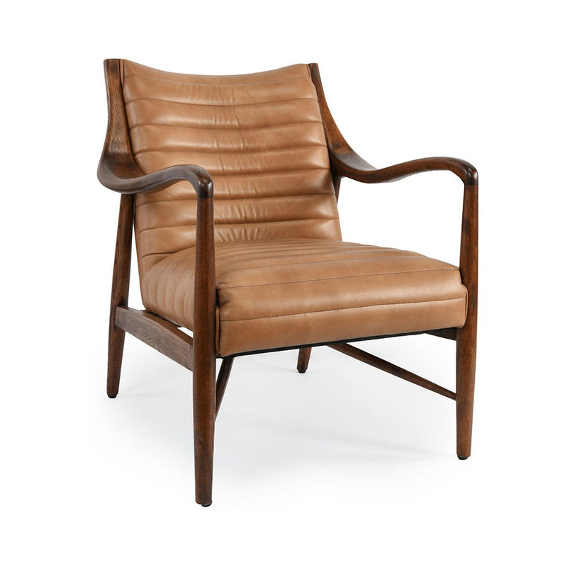 Classic Home Kenneth club chair in Adobe tan with plush cushions and wooden legs, perfect for living room seating.