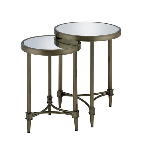 Aditya - Nesting Table - Mirrored & Antique Brass - R&R Furniture Gallery (Fountain Valley, CA)