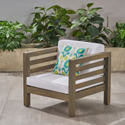Outdoor Acacia Wood Patio Chair With Fabric Cushion - R&R Furniture Gallery (Fountain Valley, CA)