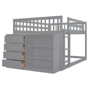 DreamHaus bunk bed with four drawers and three shelves, featuring sturdy wood construction and modern design for kids' bedroom.