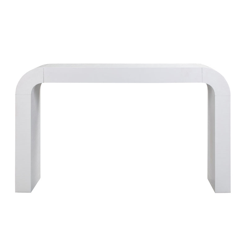 TOV Furniture Hump console table with sleek wooden surface and minimalist design, ideal for entryways or living rooms.