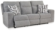 Biscoe - Power Reclining Sofa With Adj Headrest - Pewter - R&R Furniture Gallery (Fountain Valley, CA)