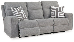 Biscoe - Power Reclining Sofa With Adj Headrest - Pewter - R&R Furniture Gallery (Fountain Valley, CA)