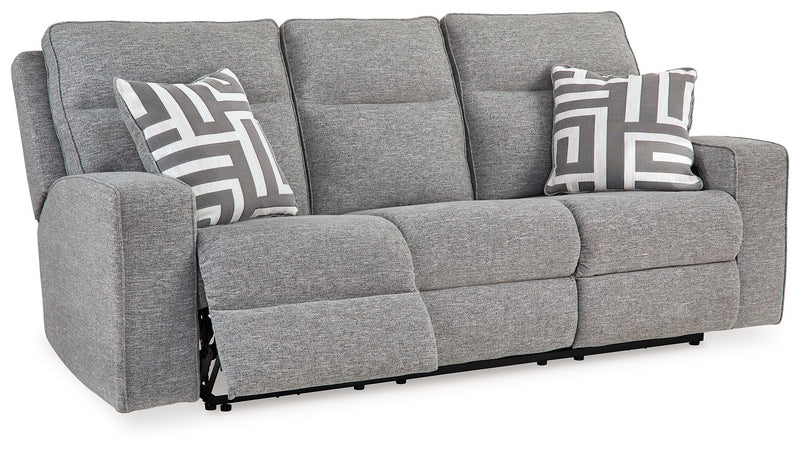 Biscoe - Power Reclining Sofa With Adj Headrest - Pewter - R&R Furniture Gallery (Fountain Valley, CA)
