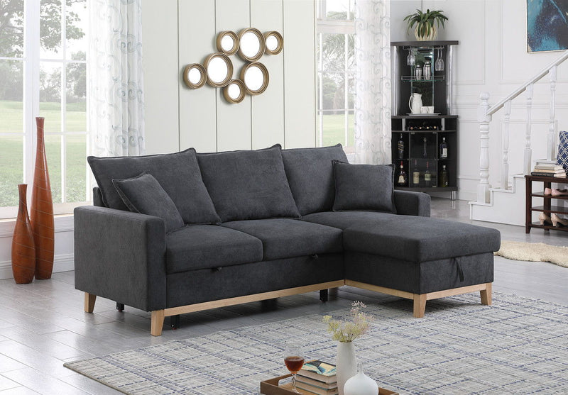Colton - Reversible Sleeper Sectional Sofa With Storage Chaise - Dark Gray - R&R Furniture Gallery (Fountain Valley, CA)