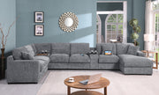 Celine - Fabric Corner Sectional Sofa With Right-Facing Chaise, Cupholders, And Charging Ports - R&R Furniture Gallery (Fountain Valley, CA)