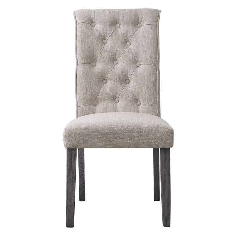 Yabeina - Side Chair (Set of 2) - Beige Linen & Gray - R&R Furniture Gallery (Fountain Valley, CA)