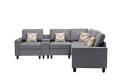 Nolan - Fabric 6 Piece Sectional Sofa With Pillows And Interchangeable Legs - R&R Furniture Gallery (Fountain Valley, CA)