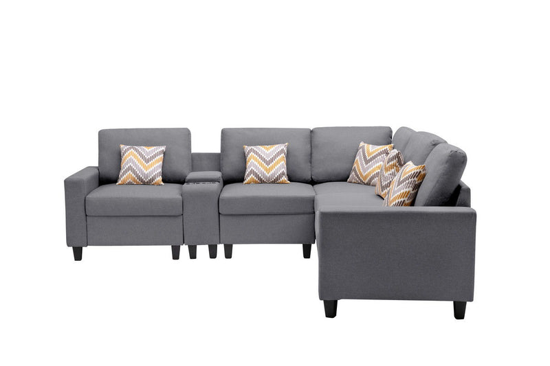 Nolan - Fabric 6 Piece Sectional Sofa With Pillows And Interchangeable Legs - R&R Furniture Gallery (Fountain Valley, CA)