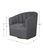 Modern dark gray swivel chair by Uttermost with a sleek design and cushioned seat, perfect for contemporary living spaces.