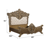 Constantine - Eastern King Bed - Synthetic Leather , Light Gold, Brown & Gold - R&R Furniture Gallery (Fountain Valley, CA)