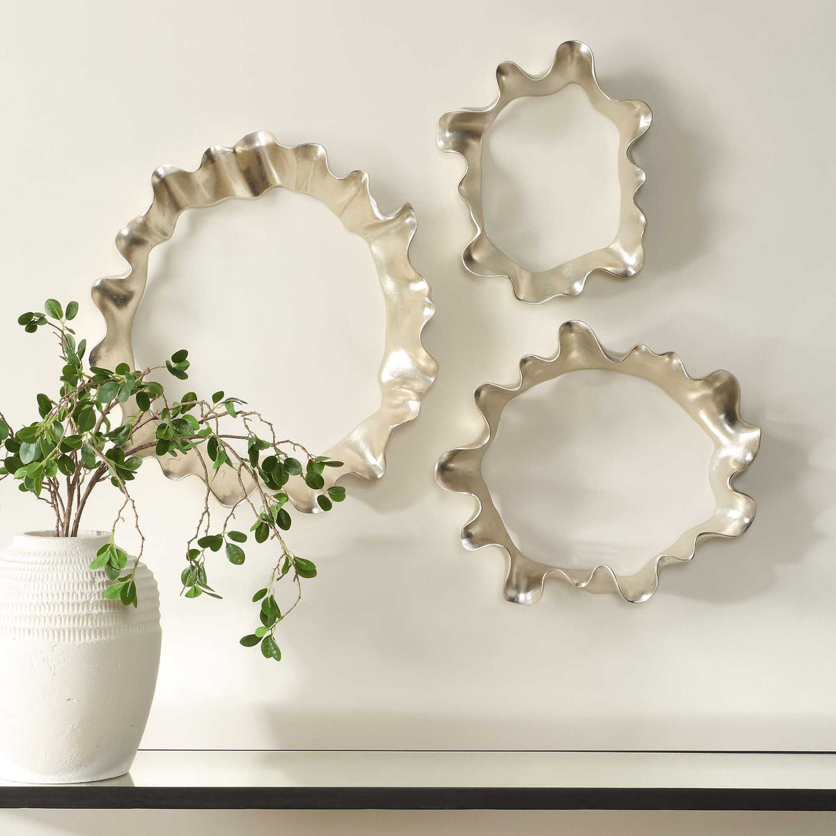 Ripple Effect - Wall Art (Set of 3) - Silver
