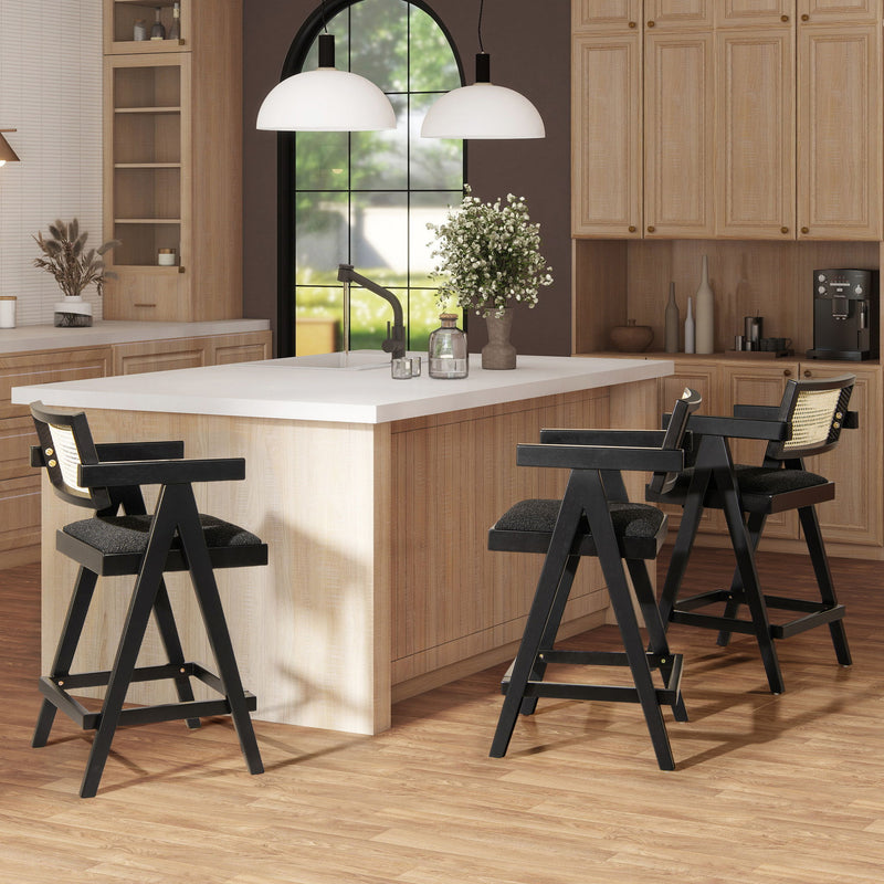Milan - Modern Webbing Back Stool With Arms (Set of 3) - R&R Furniture Gallery (Fountain Valley, CA)