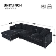 Luxe & Co. modern cloud L-shaped sectional sofa with oversized chaise, 4 seats, and 2 free pillows in a stylish stationary design.