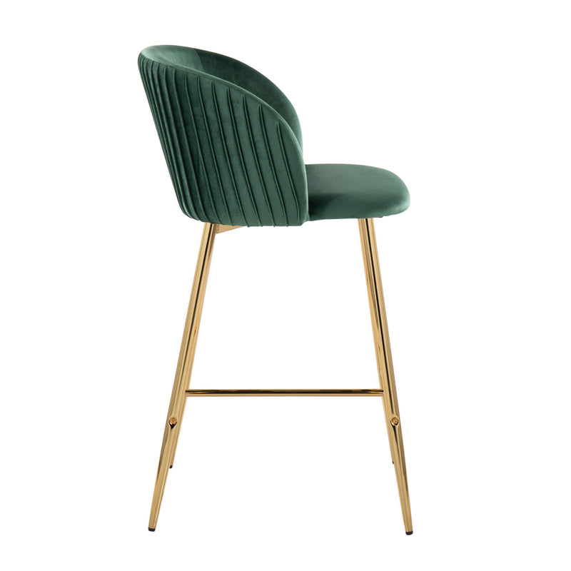 Set of two Lumi Source Fran pleated contemporary glam fixed height counter stools with sleek design and modern style.