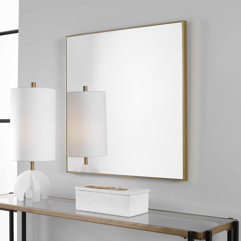 Uttermost Alexo square wall mirror with sleek frame, showcasing modern design and reflective glass for stylish home decor.