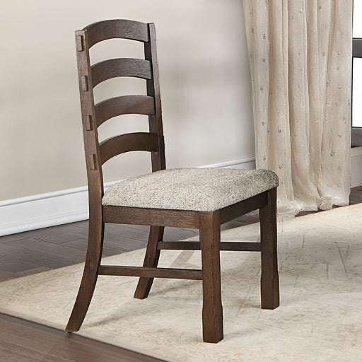 Pascaline - Side Chair (Set of 2) - Gray Fabric, Rustic Brown & Oak - R&R Furniture Gallery (Fountain Valley, CA)