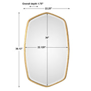 Uttermost Duronia iron wall mirror with a sleek, modern frame, reflecting a stylish interior and natural light.