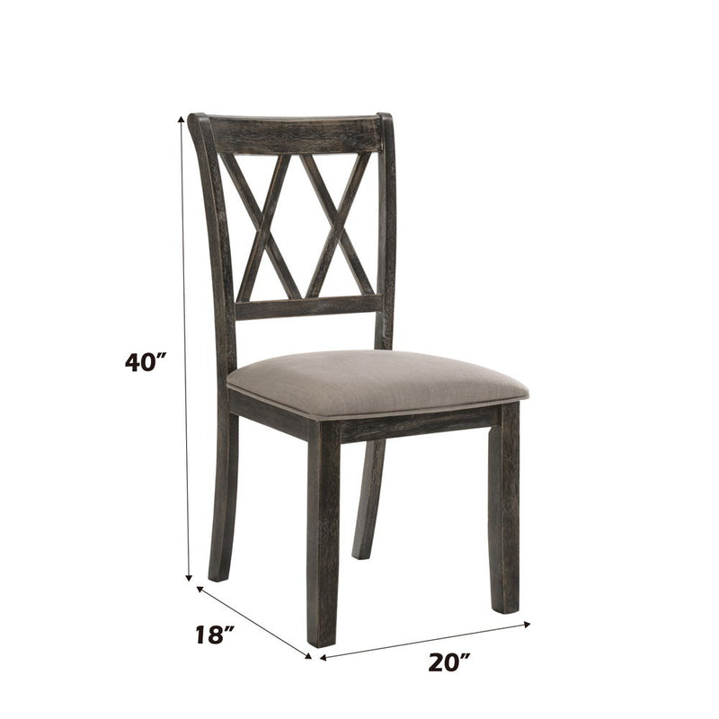 Claudia II - Side Chair (Set of 2) - Beige Fabric & Weathered Gray - R&R Furniture Gallery (Fountain Valley, CA)