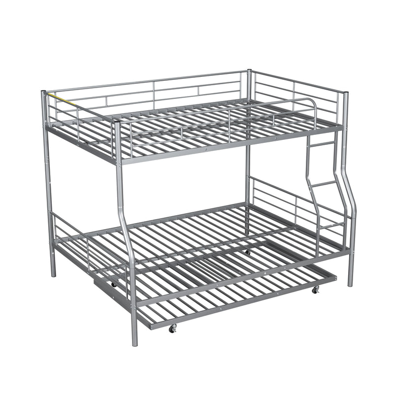 DreamHaus steel construction bunk bed with sturdy frame, featuring twin beds stacked vertically in a modern bedroom setting.