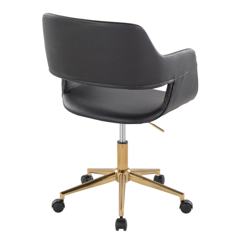 Lumi Source Margarite contemporary task desk chair with black cushioned seat and chrome base, ideal for modern office or workspace.
