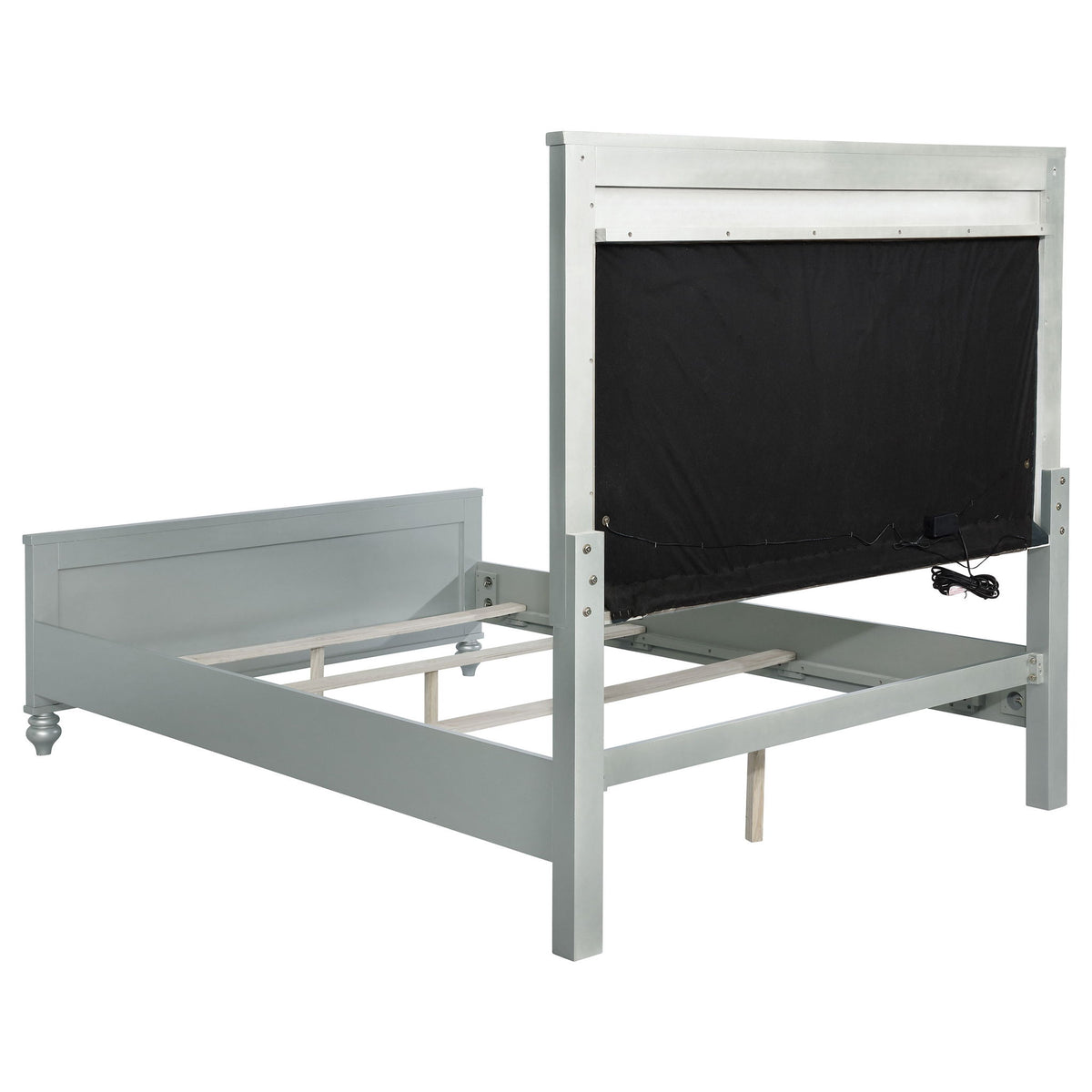 Arabesque - 4 Piece Queen Bedroom Set With LED Headboard - Silver
