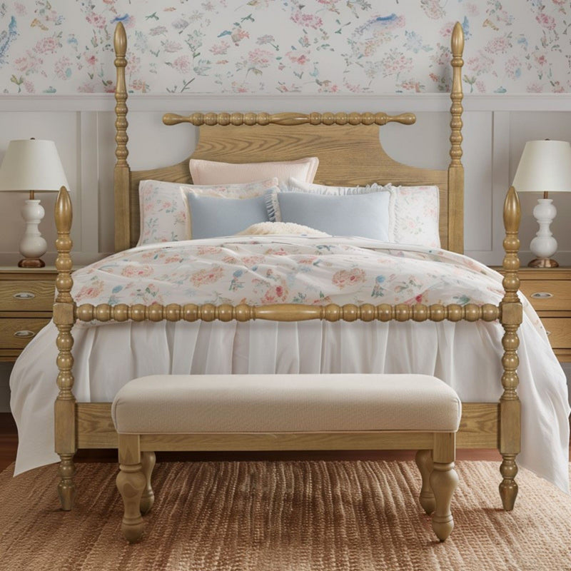 Queen Bed Turned Legs - Natural - R&R Furniture Gallery (Fountain Valley, CA)