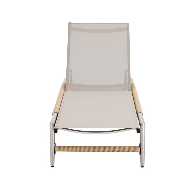 Hargrove - Outdoor Patio Aluminun Chaise Lounge, Outdoor Mesh Seat - Natural / Silver - R&R Furniture Gallery (Fountain Valley, CA)