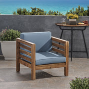 Outdoor Acacia Wood Patio Chair With Fabric Cushion - R&R Furniture Gallery (Fountain Valley, CA)