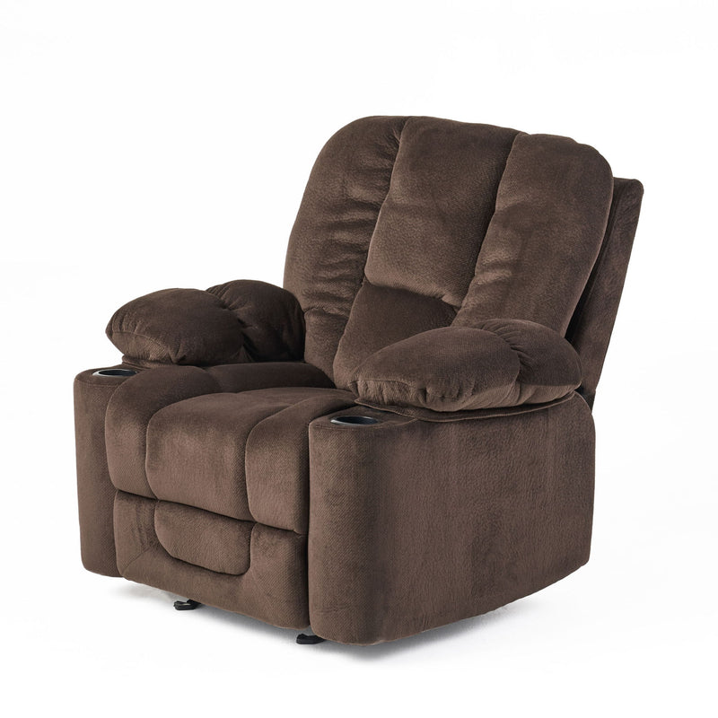 Luxurious Manual Recliner Chair With Skin-Friendly Fabric And Dual Cup Holders - R&R Furniture Gallery (Fountain Valley, CA)
