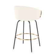Two Lumi Source Claire contemporary glam counter stools with sleek design and modern upholstery, set of 2 for stylish kitchen or bar.