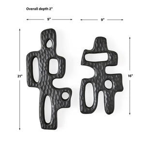Chiseled Silhouette - Wall Sculptures (Set of 2) - Woodtone