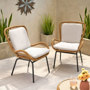 Outdoor Wicker Club Chair With Cushions (Set of 2) - R&R Furniture Gallery (Fountain Valley, CA)
