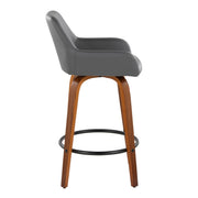 Lumi Source Daniella contemporary counter stool set with swivel, fixed height, round footrest, shown in a modern kitchen setting