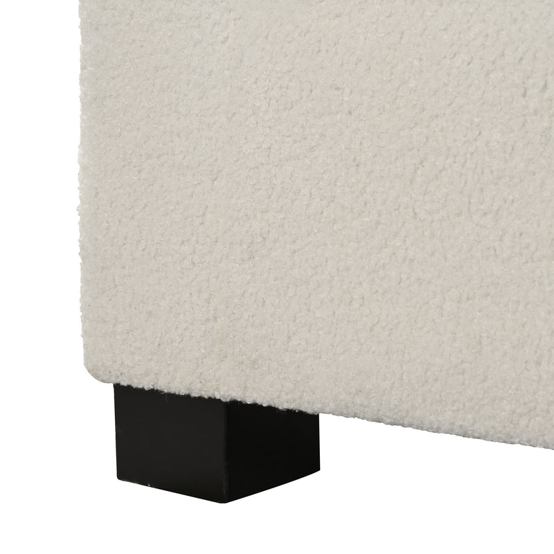 Textured Boucle Ottoman Bench With Hinged Lid For Seating And Storage - Beige - R&R Furniture Gallery (Fountain Valley, CA)